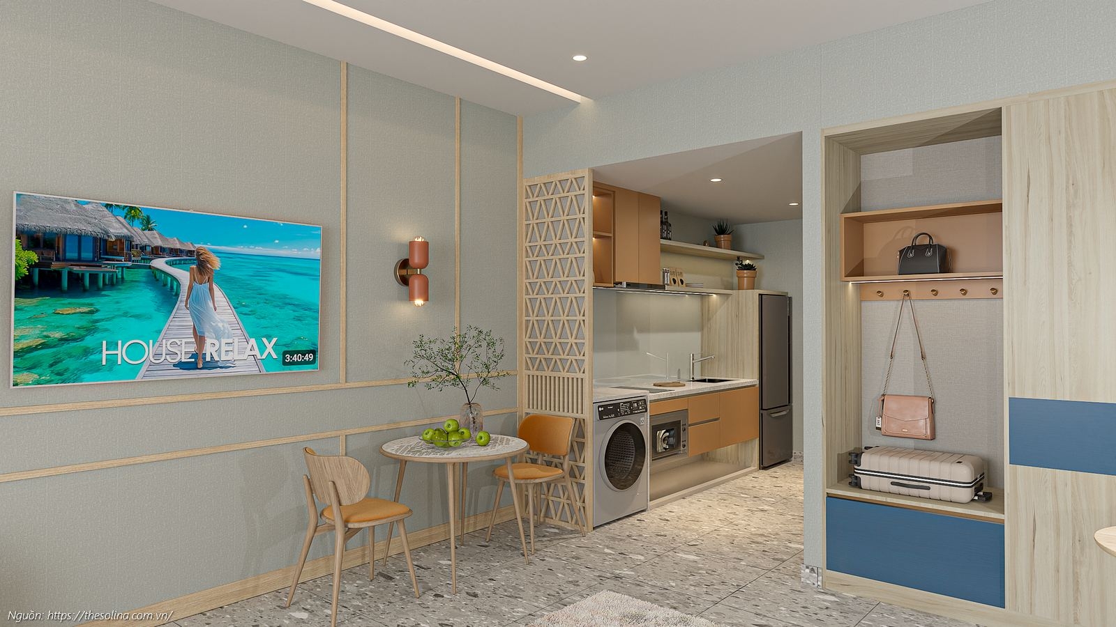 Thiết Kế Chi Tiết Khu Bếp Nhà Mẫu Studio 44.54m2 Solina Vũng Tàu