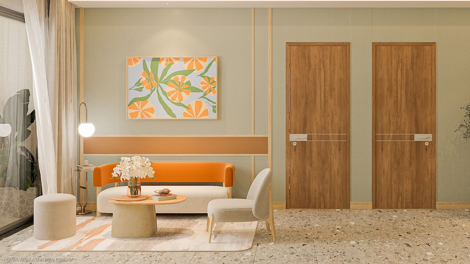 Nhà mẫu phòng khách sang trọng của căn hộ 2 phòng ngủ 91.19m2 Solina Vũng Tàu