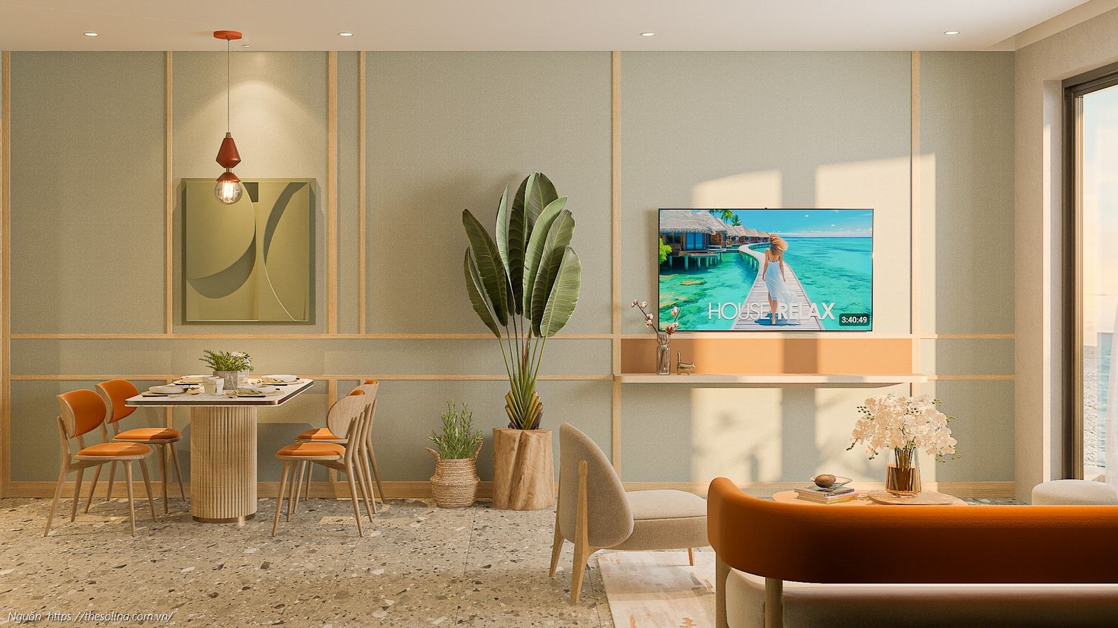 Nhà mẫu phòng khách sang trọng của căn hộ 2 phòng ngủ 91.19m2 Solina Vũng Tàu