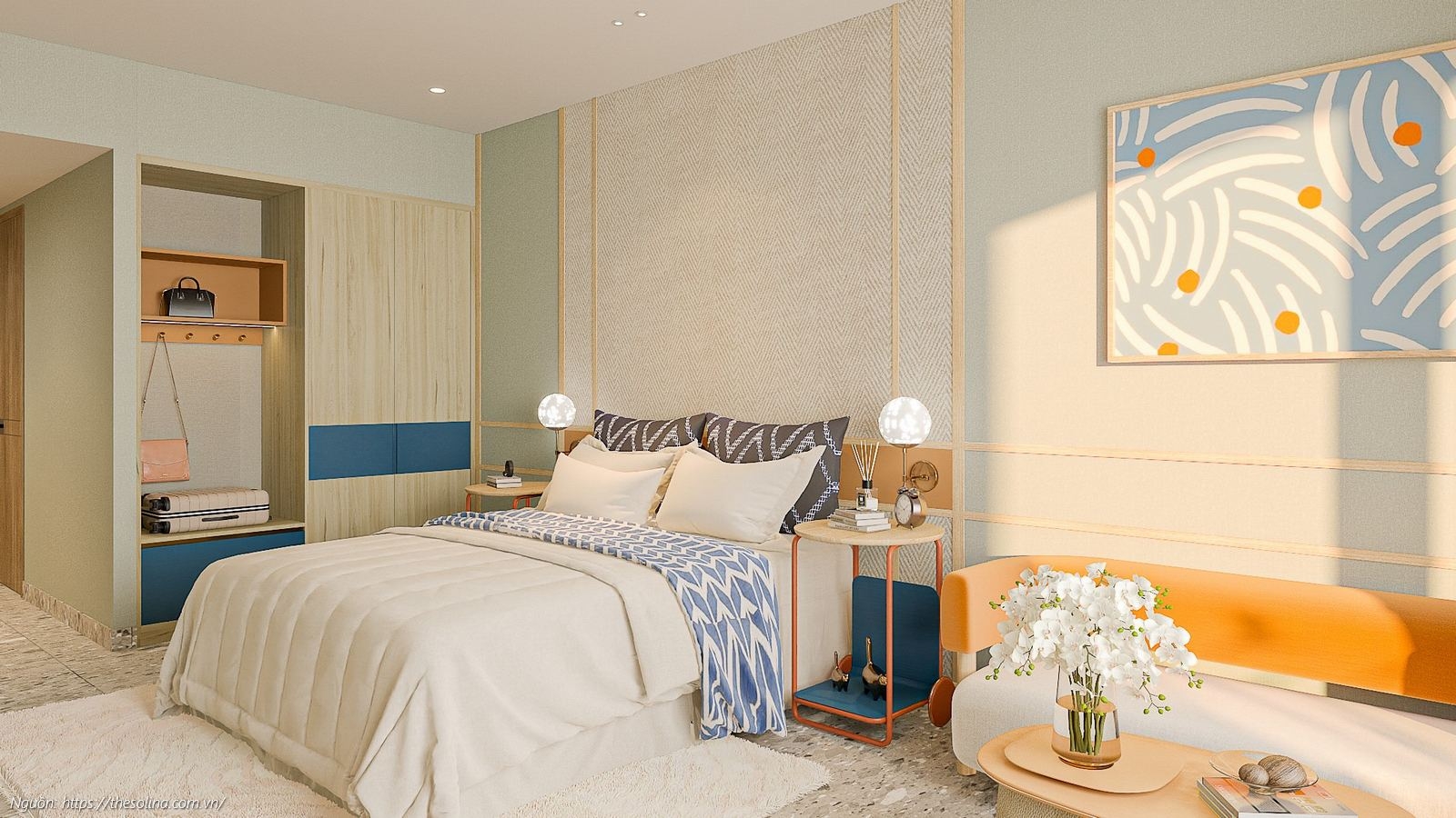 Nhà mẫu khu vực phòng ngủ sang trọng tại căn hộ Studio 44.54m2 Solina Vũng Tàu