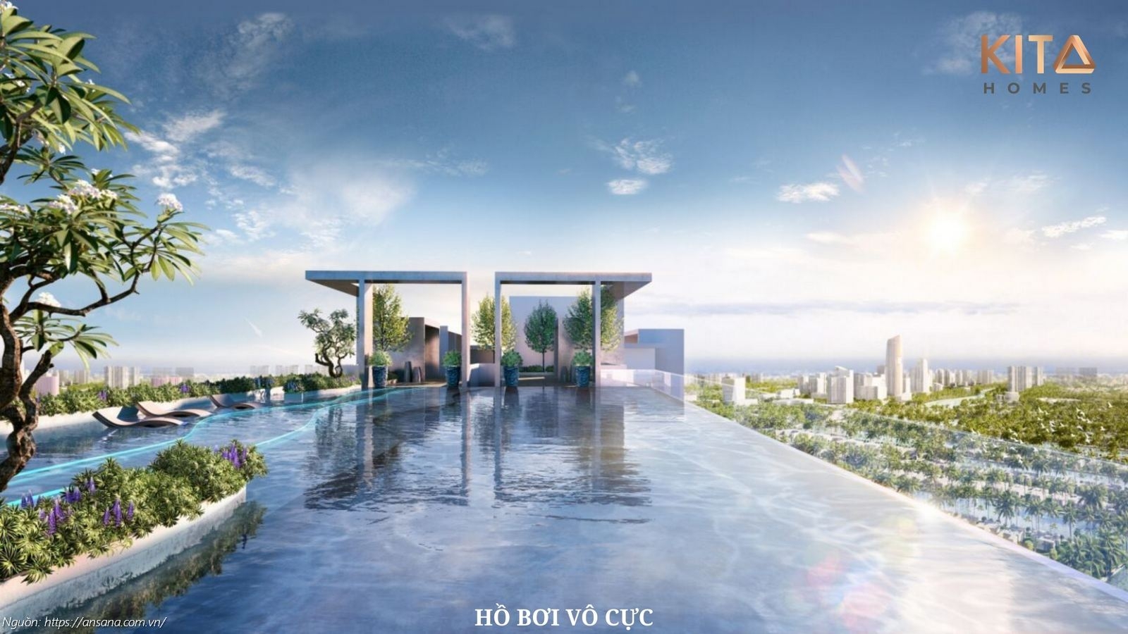 Hồ bơi vô cực Sky Pool chuẩn Resort tại căn hộ Ansana by Kita Bình Tân