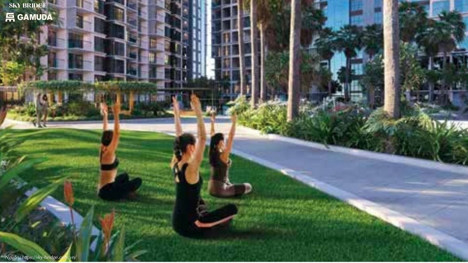Khu tập Yoga ngoài trời tại căn hộ chung cư SkyBridgace Gamuda Land
