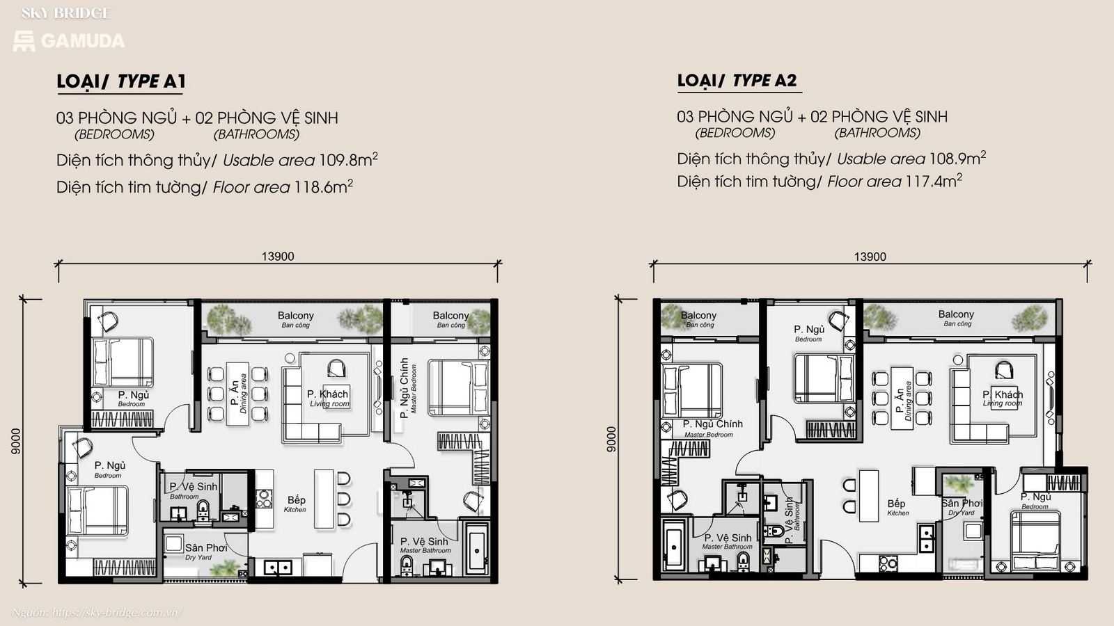 Thiết kế hiện đại căn hộ chung cư Sky Bridge By Gamuda Land