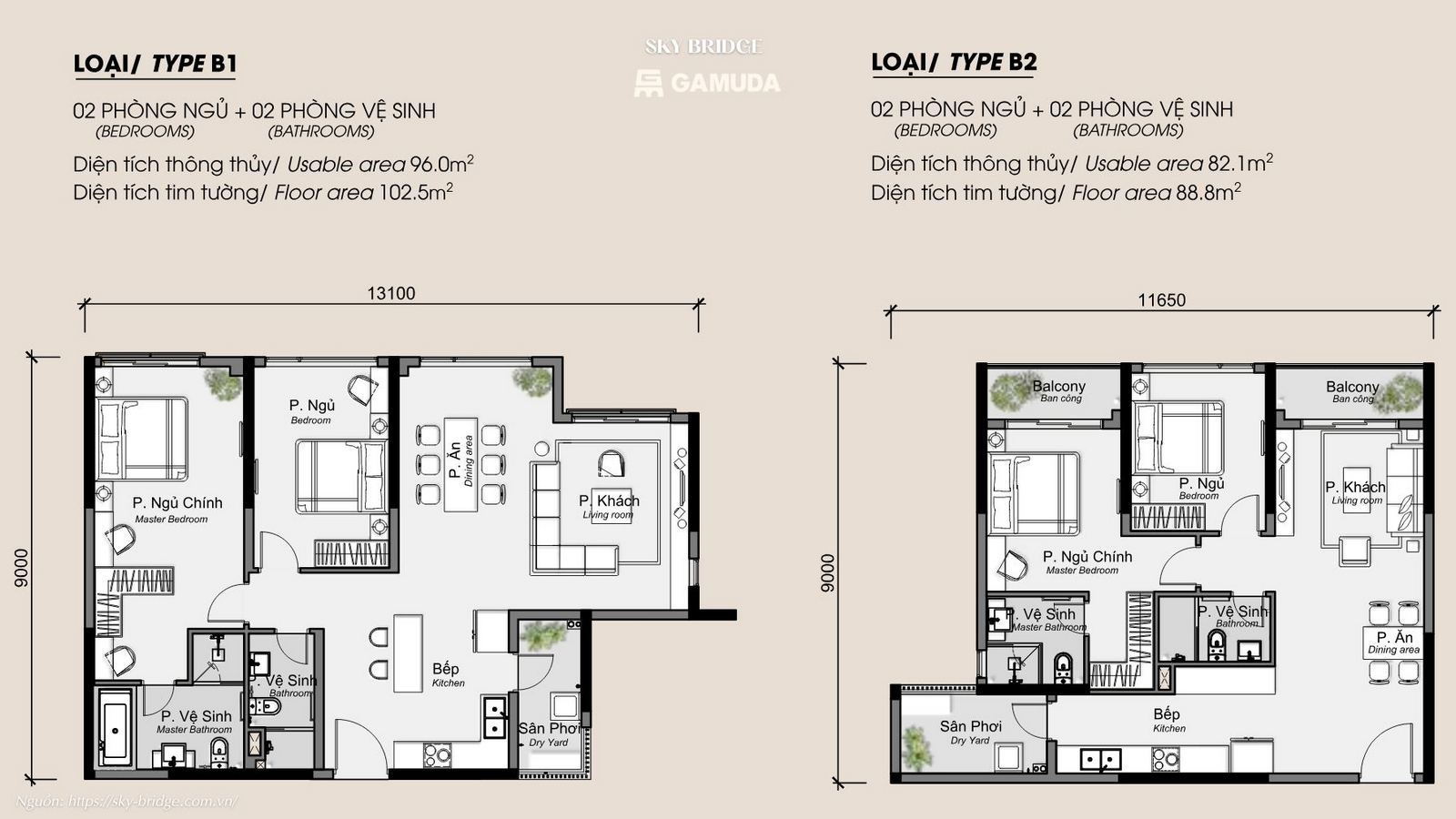 Thiết kế hiện đại căn hộ chung cư Sky Bridge By Gamuda Land