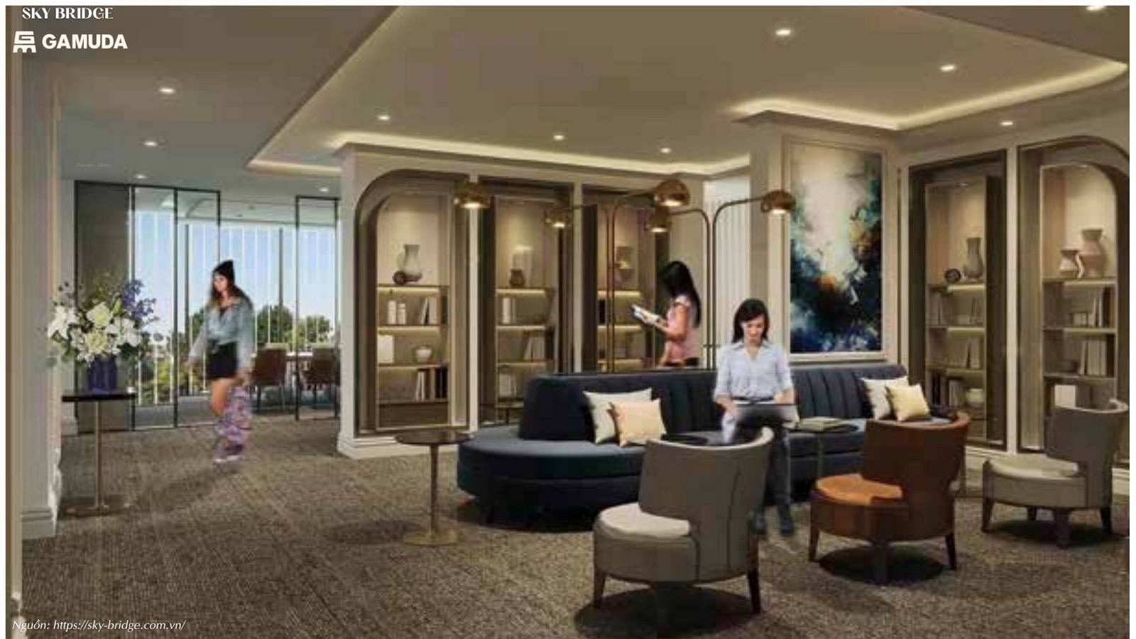Tổng quan phòng đọc sách thư viện tại SkyBridge By Gamuda Land
