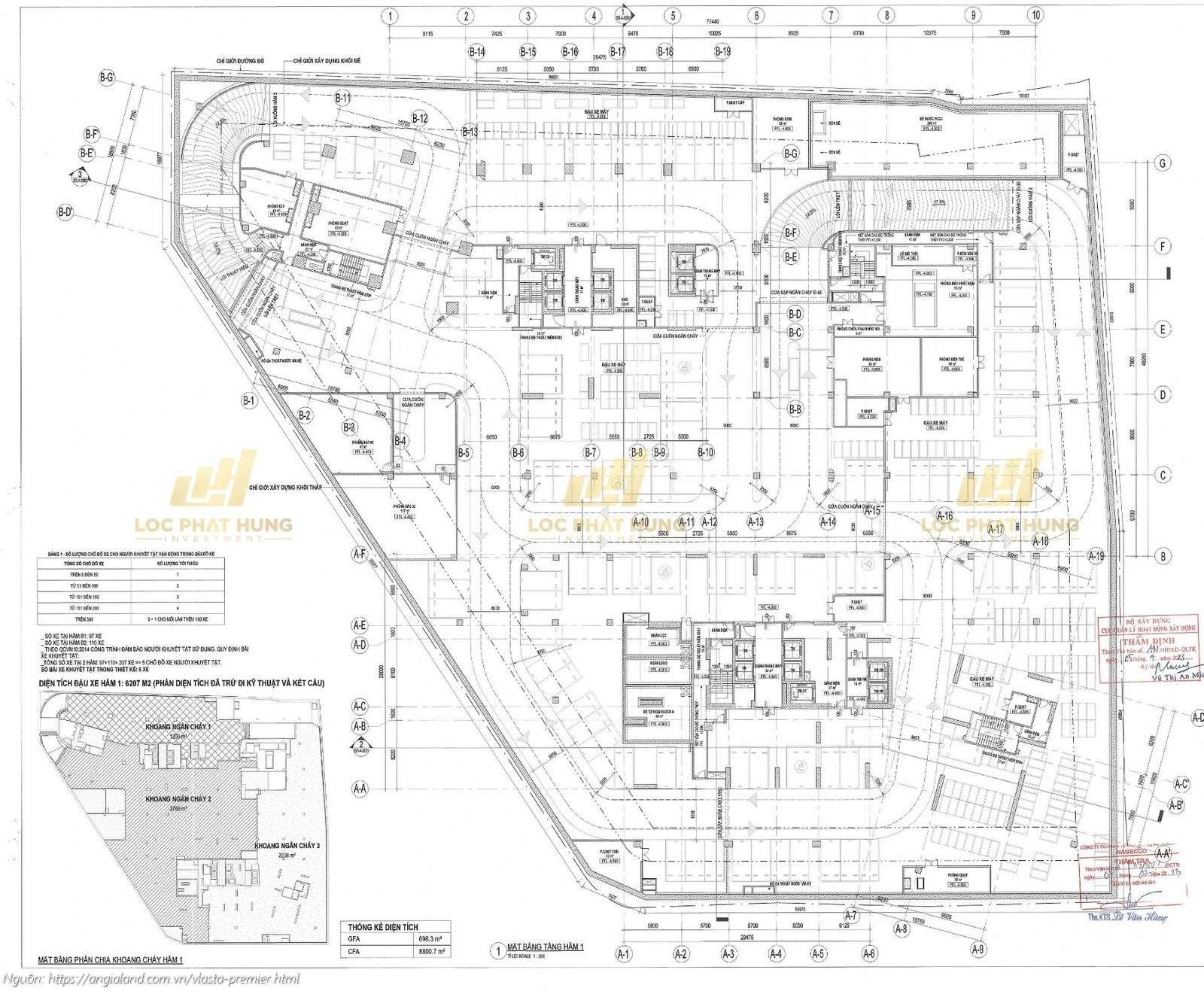 Mặt bằng tầng hầm 1 căn hộ chung cư Vlasta Premier Quận 7