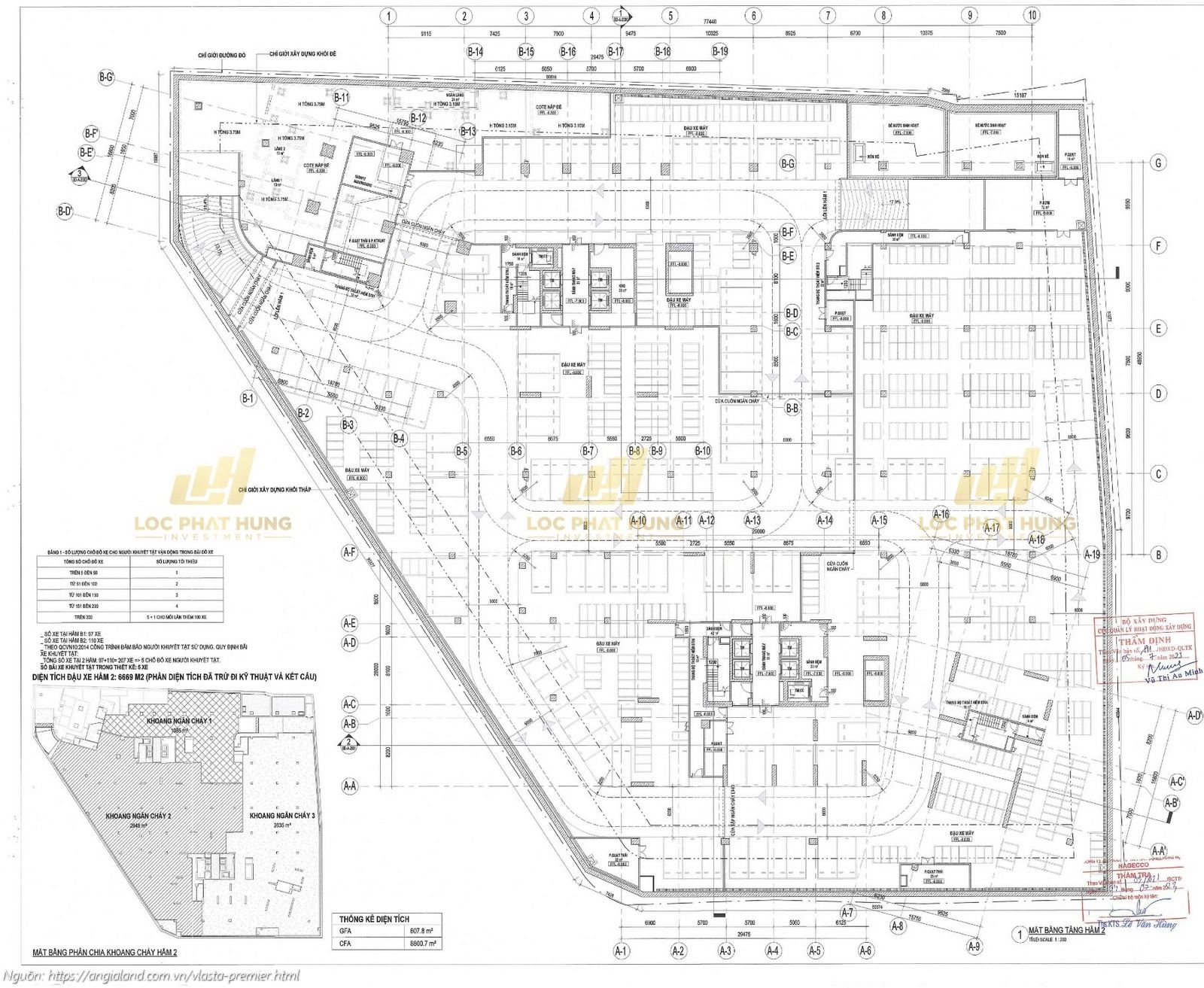 Mặt bằng tầng hầm 2 căn hộ chung cư Vlasta Premier Quận 7
